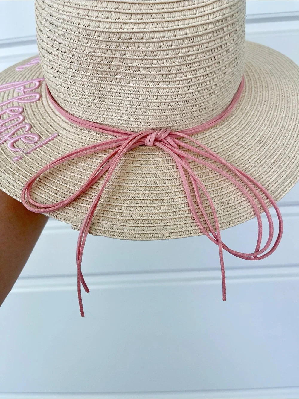 Kids Straw Sun Hat with Pink Floral Bow